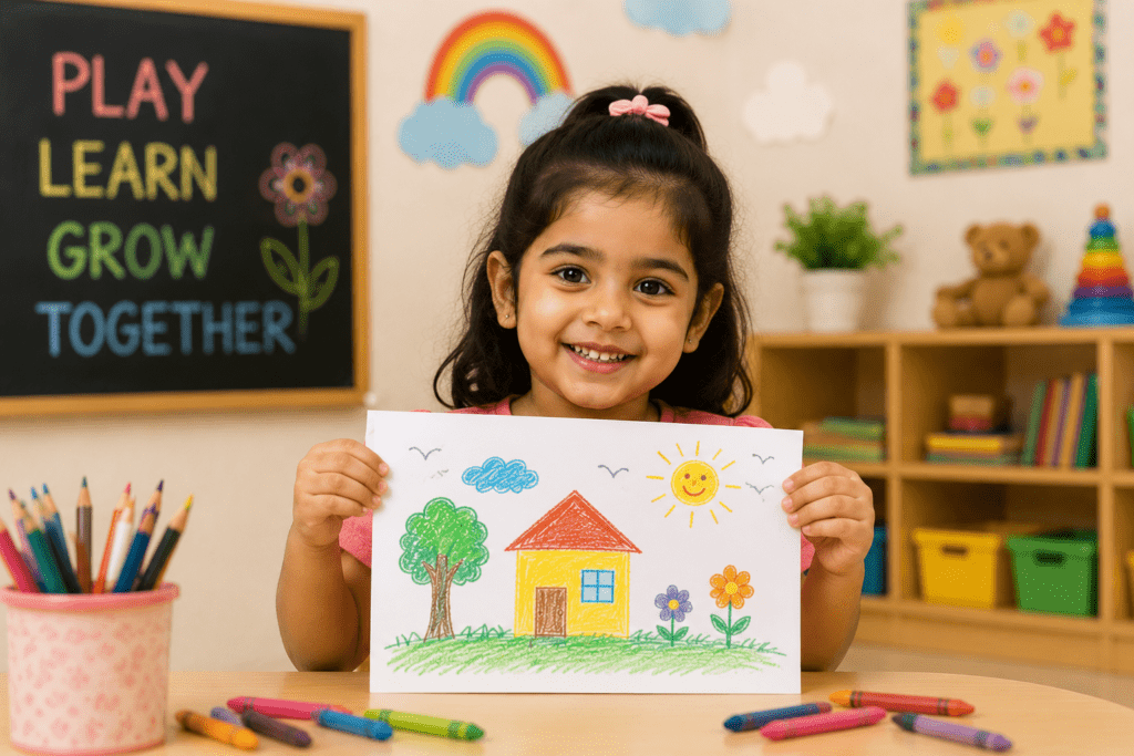 Children participating in creative art and craft activities
