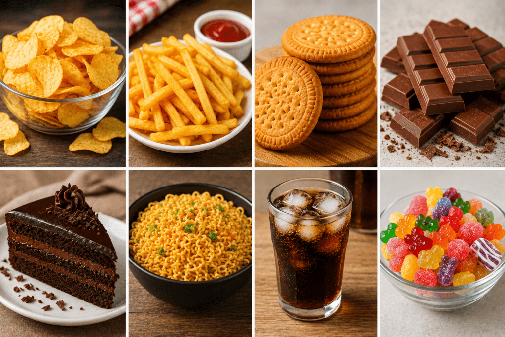 Unhealthy foods for growing children